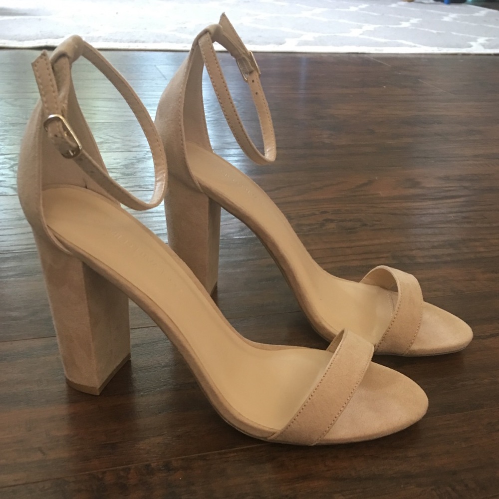 Nude suede heels, by Wild Diva. Size 9, NWOT.